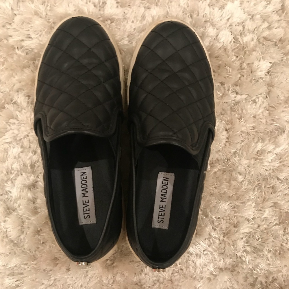 Black Steve Madden slip ons! SO popular and cute!